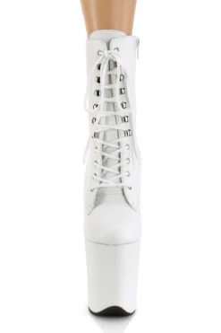 Pleaser USA Flamingo-1020LWR 8inch Real Leather Boots - Matte White -Rad Store Flam1020LWRFront 1