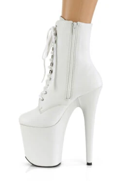 Pleaser USA Flamingo-1020LWR 8inch Real Leather Boots - Matte White -Rad Store Flam1020LWRWhiteSide2 1