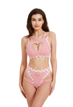 Hamade Activewear High Waisted Bottoms - Checkered Light Pink -Rad Store HM 22