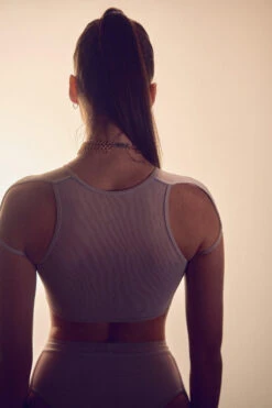 Hamade Activewear High Scoop Neck Crop Top - Light Grey -Rad Store HM 43