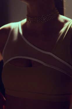 Hamade Activewear Asymmetric Top - Beige -Rad Store HM 62