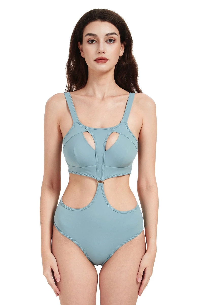 Hamade Activewear Neck Ring High Waisted Bottoms - Light Blue 6 Hamade Activewear Neck Ring High Waisted Bottoms - Light Blue - Image 4