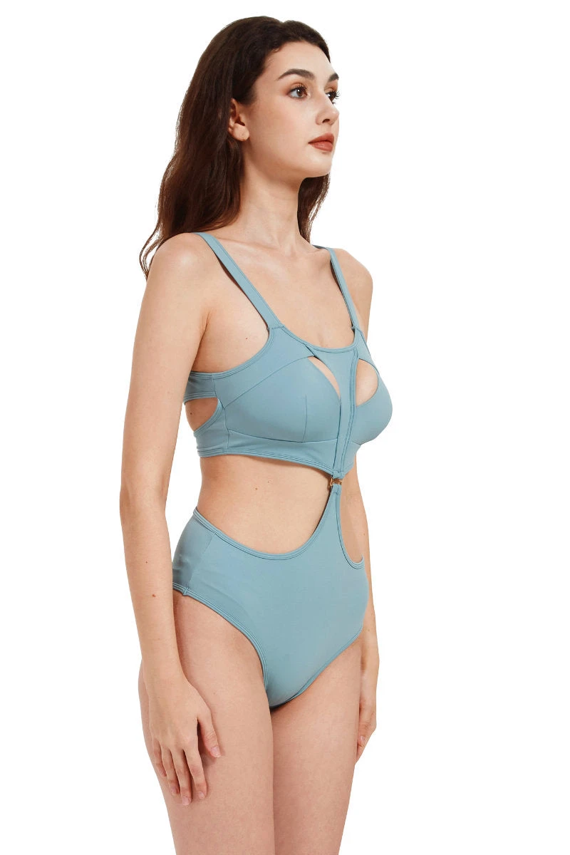 Hamade Activewear Neck Ring High Waisted Bottoms - Light Blue 7 Hamade Activewear Neck Ring High Waisted Bottoms - Light Blue - Image 5