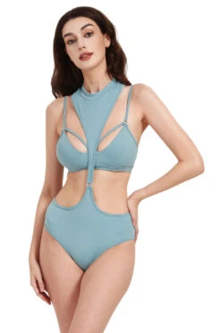 Hamade Activewear Neck Ring High Waisted Bottoms - Light Blue 19 Hamade Activewear Neck Ring High Waisted Bottoms - Light Blue -Rad Store HM0712 05