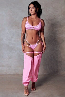 CXIX 119 High-Rise Thong Bottoms - Pink Print -Rad Store Hi Rise Thong Monogram Pink Dance 119