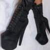 Hella Heels High BabyDoll 7inch Boots - Black 1 Hella Heels High BabyDoll 7inch Boots - Black -Rad Store HighBabyDoll7inchBoots Black1
