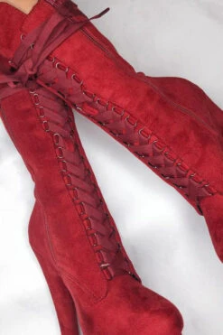 Hella Heels High BabyDoll 7inch Boots - Dark Red -Rad Store HighBabyDoll7inchBoots DarkRed2 1
