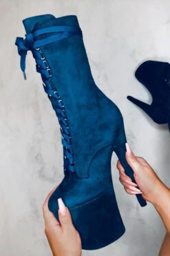 Hella Heels High BabyDoll 8inch Boots - Teal 8 Hella Heels High BabyDoll 8inch Boots - Teal -Rad Store HighBabyDoll8inchBoots Teal3