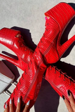 Hella Heels Out For Blood Open Toe Knee High Boots - 8inch -Rad Store IMG 0491