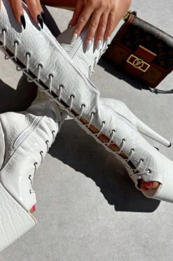 Hella Heels Ghosted Open Toe Knee High Boots - 8inch -Rad Store IMG 0541