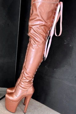 Hella Heels Thigh High 8inch Boots - Rose Gold -Rad Store IMG 4774 1