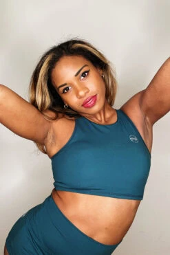 The Enviro Co. High Neck Crop Top - Blue Teal -Rad Store IMG 6681