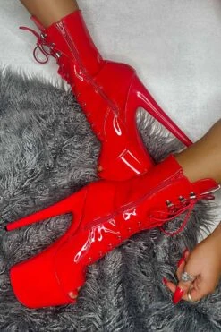 Hella Heels LipKit Open Toe 8inch Boots - Cherry Pie -Rad Store IMG 7754