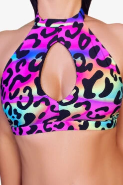 Cleo The Hurricane Amber Keyhole Top - Neon Leopard -Rad Store IMG 9310