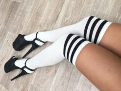 Lunalae Thigh High Socks - White/Black -Rad Store IMG 9604