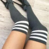 Lunalae Thigh High Socks - Charcoal/White 1 Lunalae Thigh High Socks - Charcoal/White -Rad Store IMG 9641