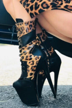 Hella Heels EmpireKicks 8inch Boots - Black -Rad Store KicksBlackLeopard7