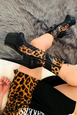 Hella Heels EmpireKicks 7inch Boots - Black 9 Hella Heels EmpireKicks 7inch Boots - Black -Rad Store KicksBlackLeopard7inch3