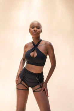 Lunalae Olivia High Waisted Garter Shorts - Recycled Black -Rad Store LunaLae 22 1173