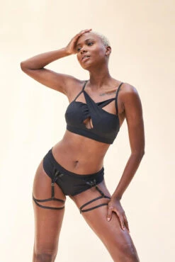 Lunalae Olivia Low Waist Garter Shorts - Recycled Black -Rad Store LunaLae 23 1224