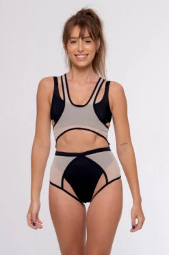 Nona Perkasa Orchid Body Harness - Black/Sand -Rad Store OrchidHBLackNude3