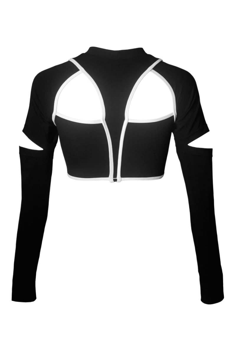 Hamade Activewear Scoop Neck Long Sleeve Top - Black/White Binding 8 Hamade Activewear Scoop Neck Long Sleeve Top - Black/White Binding - Image 6