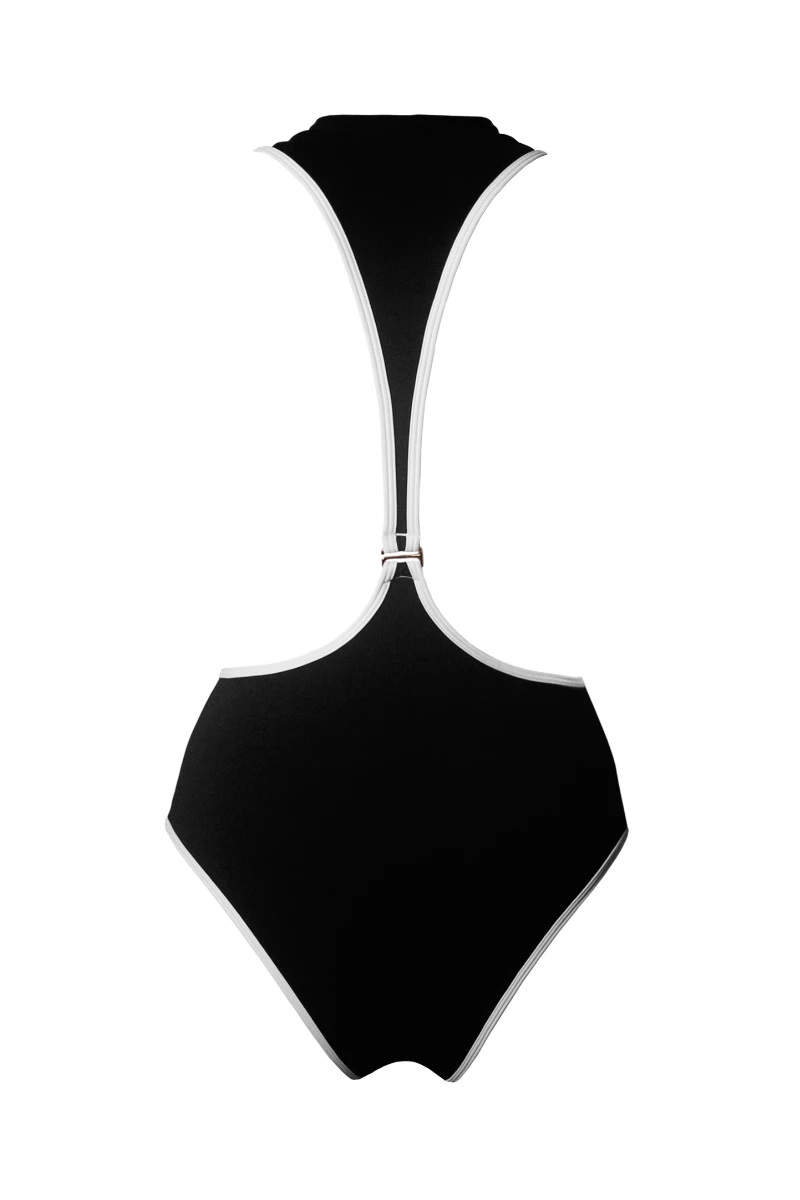 Hamade Activewear Neck Ring High Waisted Bottoms - Black/White Binding 10 Hamade Activewear Neck Ring High Waisted Bottoms - Black/White Binding - Image 8