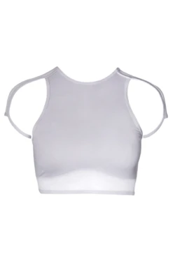 Hamade Activewear High Scoop Neck Crop Top - Light Grey -Rad Store SS23 25