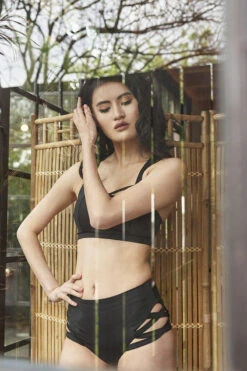 Lunalae High Waist Cross Section Shorts - Black -Rad Store Shot 22 037