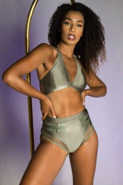 Tatiana Activewear Isla Top - Shiny Khaki 10 Tatiana Activewear Isla Top - Shiny Khaki -Rad Store Tatiana Active Isla Shiny Khaki High Waisted Mesh Low Cut Pole Wear Set 2 8cac4278 d9a9 461f a83c fee4ebe561a7 1