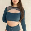Tatiana Activewear Esme Top - Teal -Rad Store TatianaActive EsmeLongSleeveTealMeshTop 8312