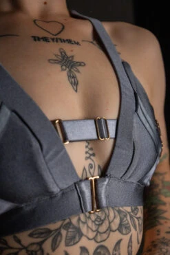 Tatiana Activewear Faye Top - Shiny Gunmetal 10 Tatiana Activewear Faye Top - Shiny Gunmetal -Rad Store TatianaActive FayeGunmetalGreyBlueMetallicHighWaistedPoleWearDancingSet 5929