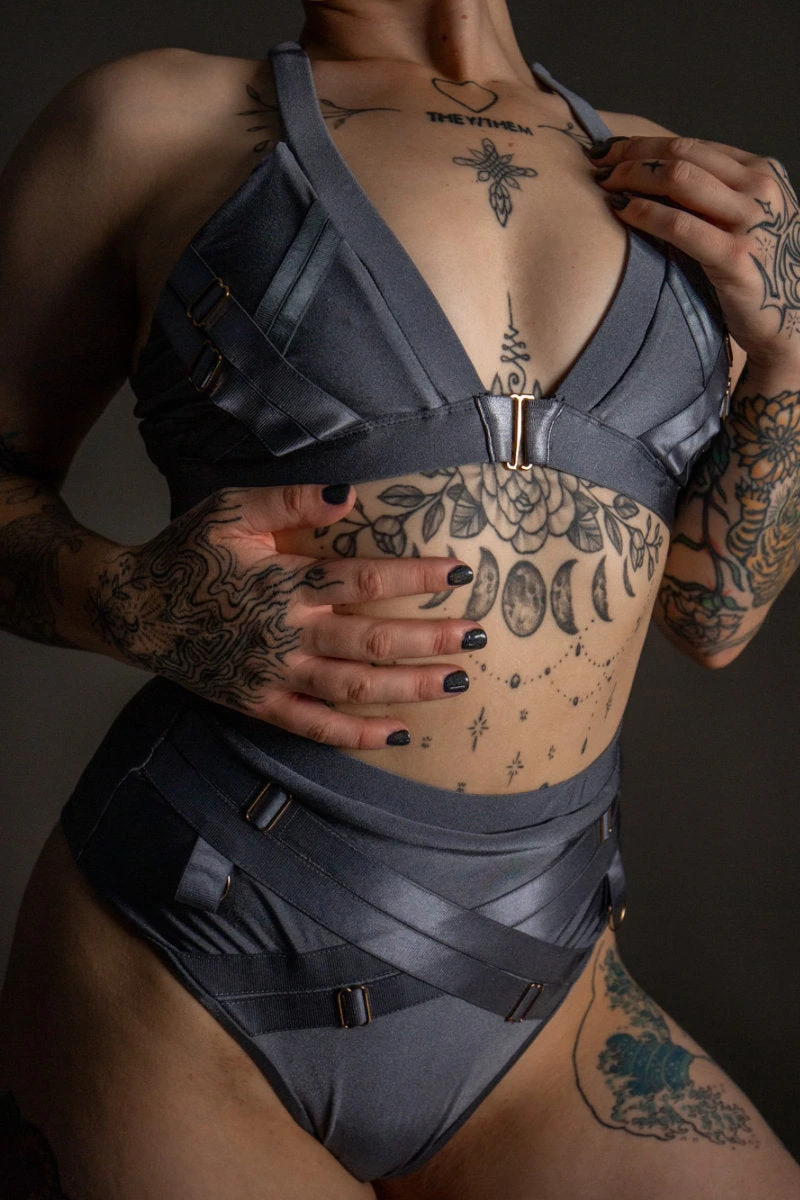 Tatiana Activewear Faye Top - Shiny Gunmetal 8 Tatiana Activewear Faye Top - Shiny Gunmetal - Image 6