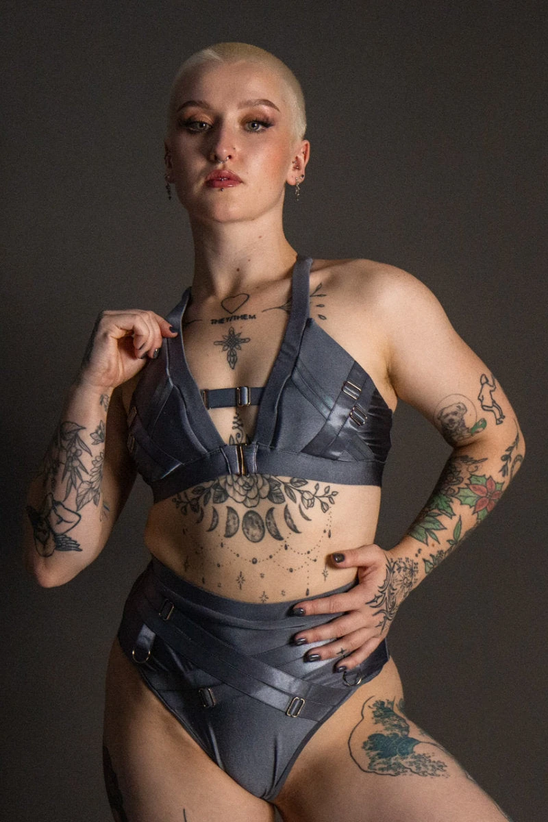 Tatiana Activewear Faye Top - Shiny Gunmetal 3 Tatiana Activewear Faye Top - Shiny Gunmetal