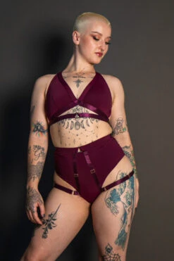 Tatiana Activewear Tokio Top - Wine -Rad Store TatianaActive TokioWineRedBurgundyHighWaistedPoleWearDancingSet 5134
