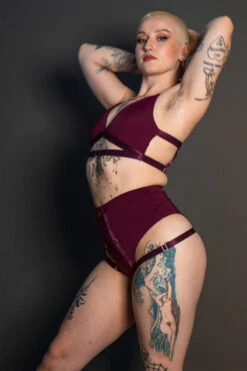 Tatiana Activewear Tokio Top - Wine -Rad Store TatianaActive TokioWineRedBurgundyHighWaistedPoleWearDancingSet 5140