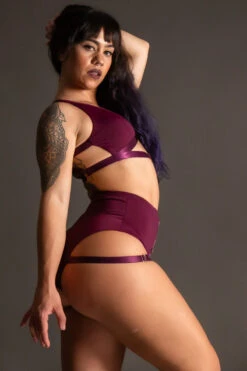 Tatiana Activewear Tokio Top - Wine -Rad Store TatianaActive TokioWineRedBurgundyHighWaistedPoleWearDancingSet 6515