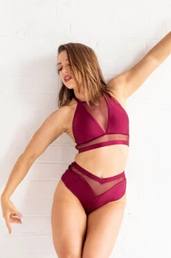 Tatiana Activewear Lucia Top - Burgundy -Rad Store TatianaActiveLuciaRedPoleWearSet 8885cropped