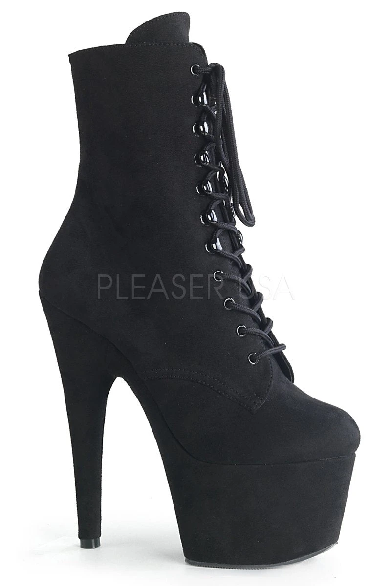 Pleaser USA Adore-1020FS Faux Suede 7Inch Pleaser Boots - Black 3 Pleaser USA Adore-1020FS Faux Suede 7Inch Pleaser Boots - Black
