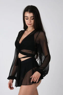 REV ACTIV Mesh Wrap Blouse - Black 15 REV ACTIV Mesh Wrap Blouse - Black -Rad Store black mesh set pleasure shirt blouse 3 1