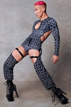 CXIX 119 Chaps - Black Print -Rad Store black chaps CXIX 119 streetwear dancewear poledance