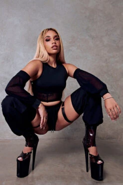 CXIX 119 Corset Top With Sleeves - Black 11 CXIX 119 Corset Top With Sleeves - Black -Rad Store black corset top polewear dancwear fashion