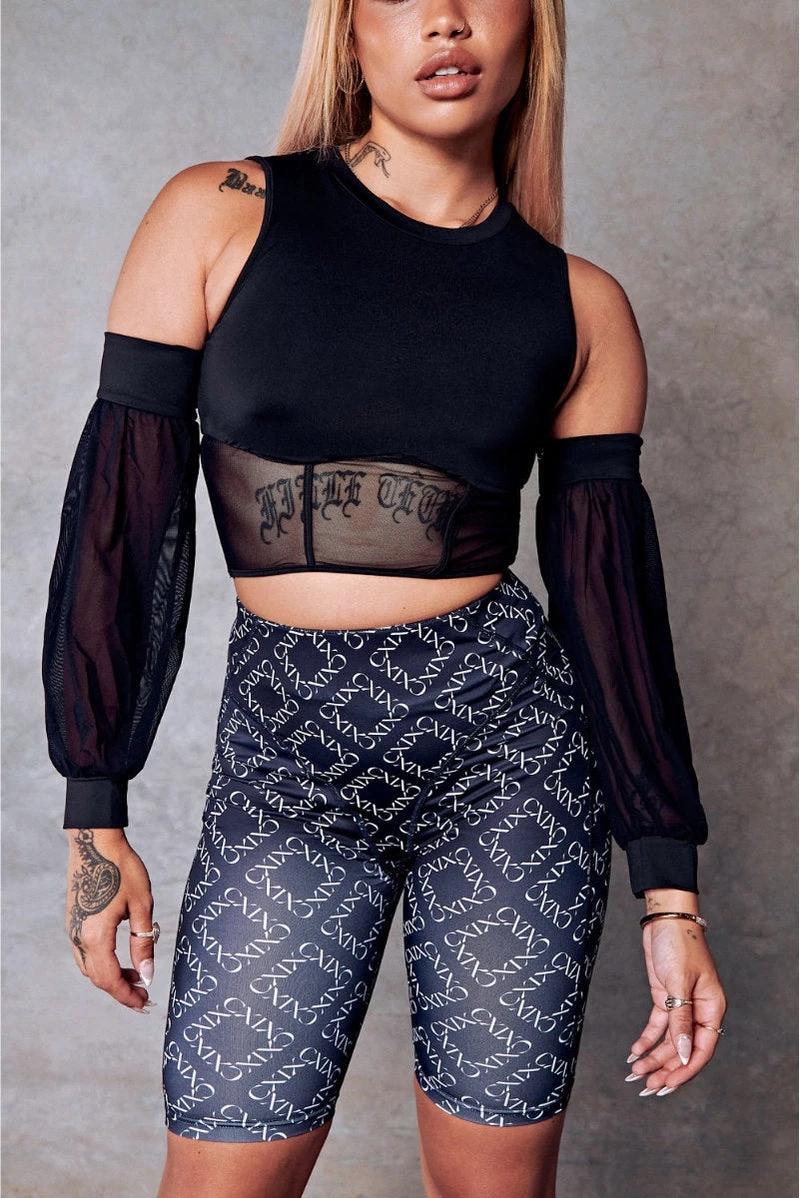 CXIX 119 Corset Top With Sleeves - Black 2 CXIX 119 Corset Top With Sleeves - Black