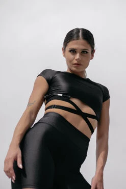 Paradise Chick Frankie Wrap Top - Black -Rad Store blackbiker4