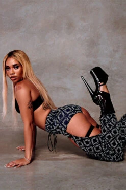 CXIX 119 Chaps - Black Print -Rad Store chaps CXIX black monogram dancewear streetwear