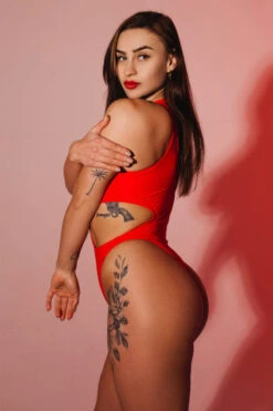 Pole Addict Extravaganza Bodysuit - Red -Rad Store extravaganza red 2