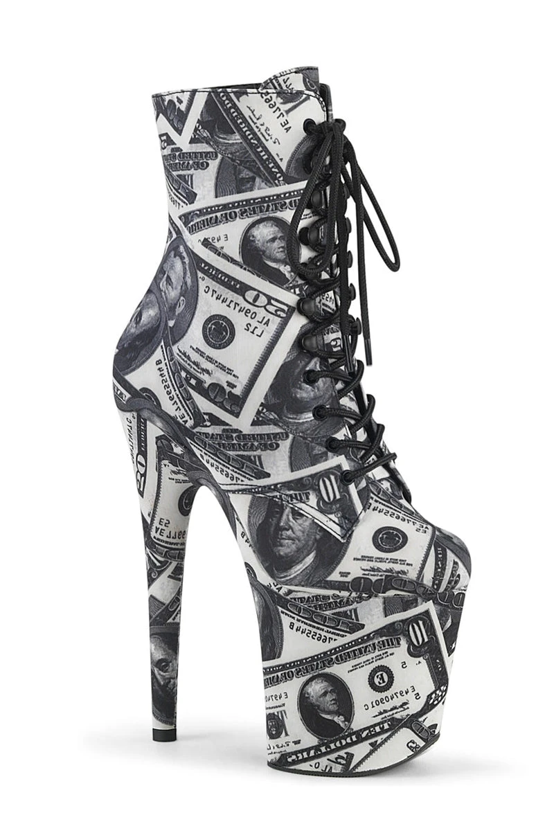 Pleaser USA Flamingo-1020DP 8inch Pleaser Boots - Money Print 3 Pleaser USA Flamingo-1020DP 8inch Pleaser Boots - Money Print