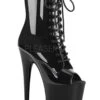 Pleaser USA Flamingo-1021 8inch Pleaser Peep Toe Boots - Patent Black -Rad Store flamingo 1021 b