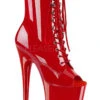 Pleaser USA Flamingo-1021 8inch Pleaser Peep Toe Boots - Patent Red -Rad Store flamingo 1021 r