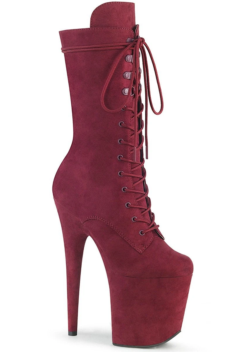 Pleaser USA Flamingo-1050FS Faux Suede 8inch Pleaser Boots - Burgundy 3 Pleaser USA Flamingo-1050FS Faux Suede 8inch Pleaser Boots - Burgundy